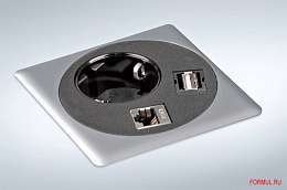CF.DL.001.DC встраиваемый блок Point(1 hjptnrf 220v usb rj45) отделка хром матовый-черная